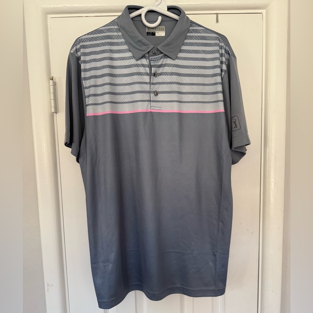 PGA tour Pro series Golf Polo shirt collar grey men’s large New